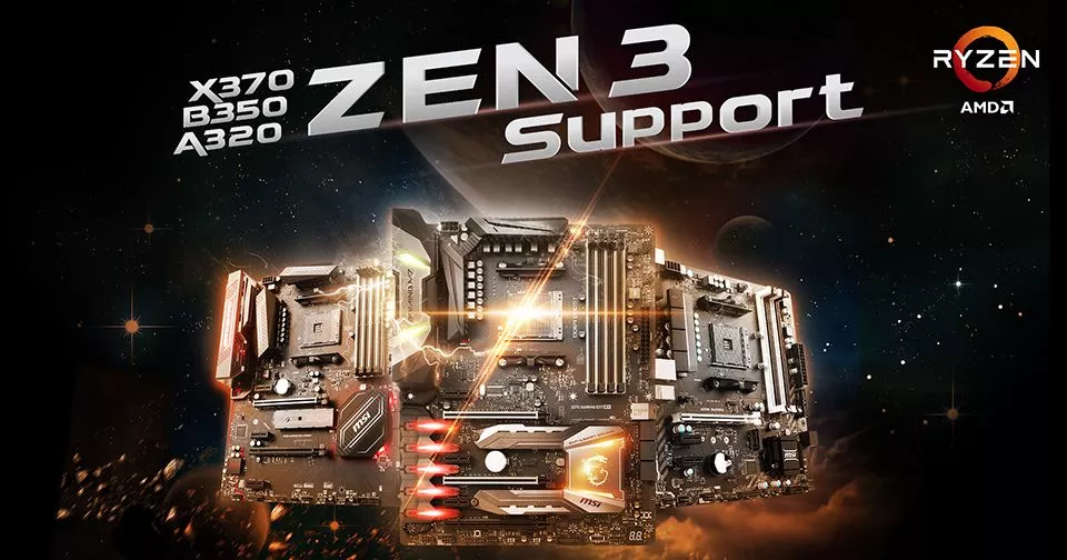 MSI обеспечивает поддержку CPU Zen 3 платами с логикой AMD X370, B350 и A320